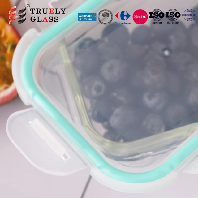 Hot selling glass Lunch box glass food container storage jar Clear glass ware