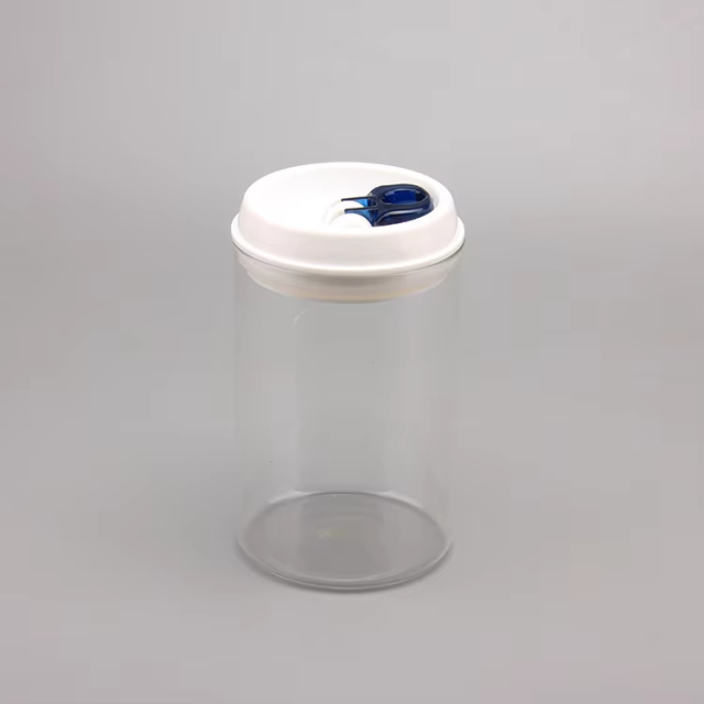 wholesale 8oz vaccum seal white glass food jars with transparent plastic lids