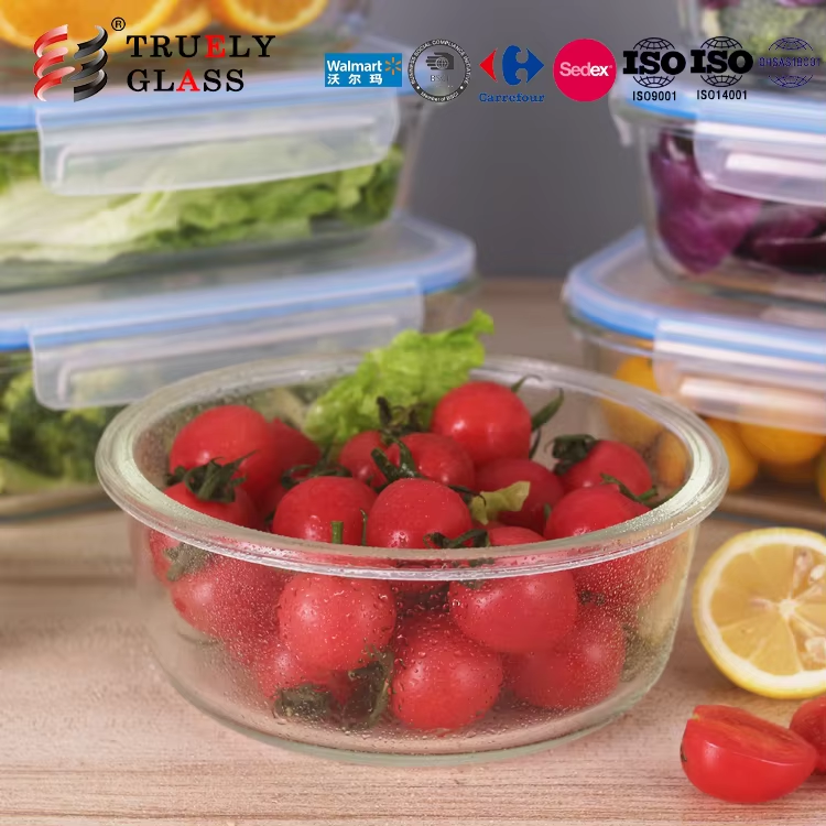Wholesale Kitchen Airtight High Borosilicate Glass Food Storage Container lid with steam hole