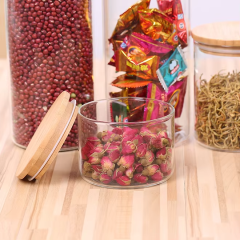 Borosilicate kitchen storage 100ml 200ml food airtight glass jar with bamboo lid