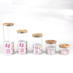 kitchen spice 500ml stackable borosilicate glass storage jar set with bamboo lid