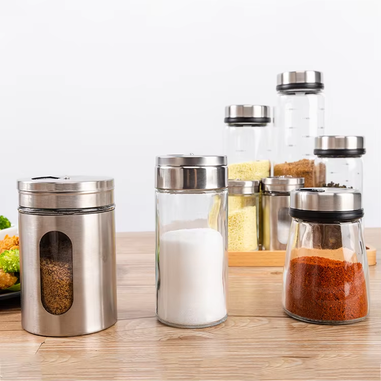 wholesale food safe Stainless Steel Sugar Tea Kitchen Food Storage Jar Canister Set