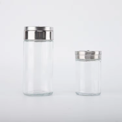 High quality spice  glass  jar set with stainless steel seal and label