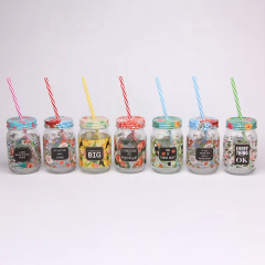 Good Quality Good Price Round Shape Transparent Glass Water Bottles with Decal