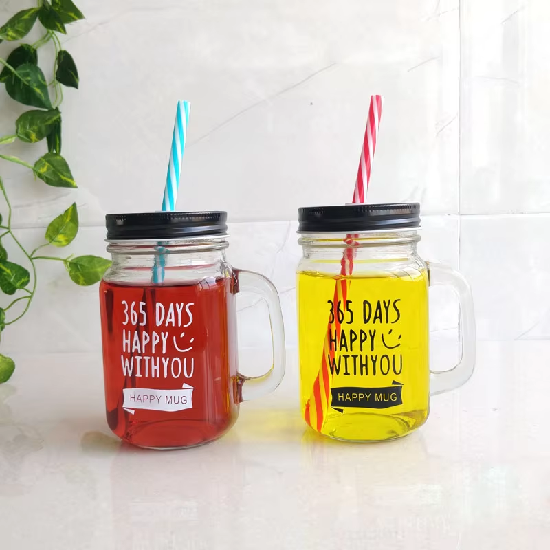Manufacturing customize High Quality Tumbler Cup With Metal Lid Glass Bottle Drinking Water With straw handle