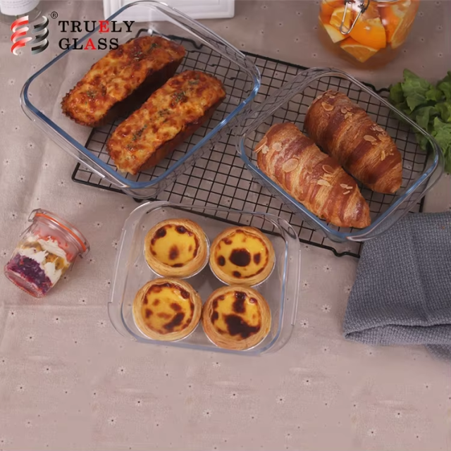 Factory directly high temperature resistant glass custom made rectangle baking pans