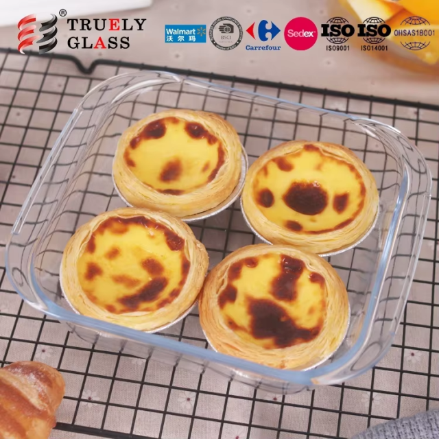 Customized Gift Box 3pcs high borosilicate glass bakeware tray glass baking dish set/ glass baking pans value pack oven safe