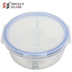 bento lunch box glass food container with 2 compartment microwave food container with pp lid