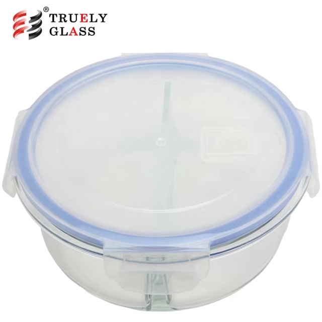 bento lunch box glass food container with 2 compartment microwave food container with pp lid