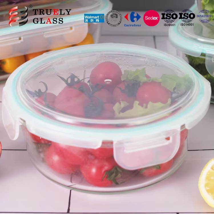 Hot selling glass Lunch box glass food container storage jar Clear glass ware