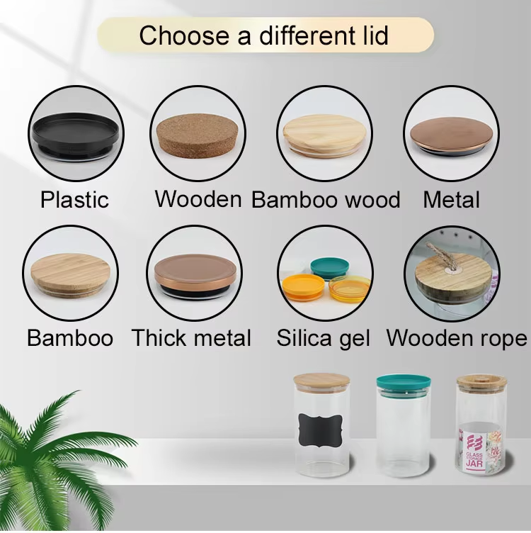 wholesale clear food storage container air tight black no spill glass jar with bamboo lid