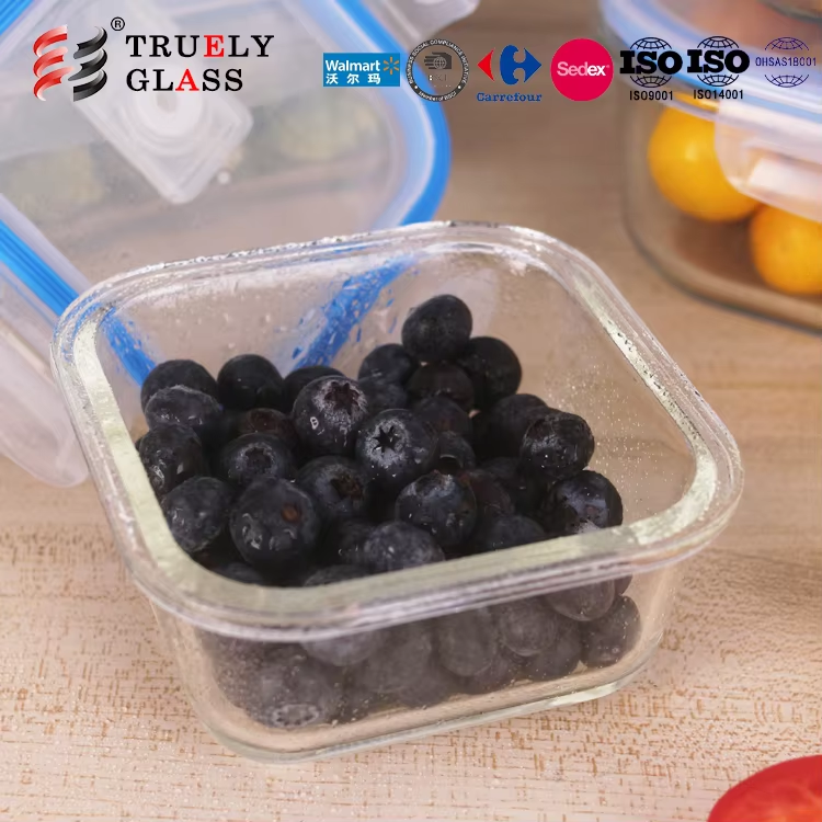 Wholesale Kitchen Airtight High Borosilicate Glass Food Storage Container lid with steam hole