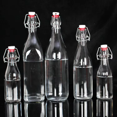 Wholesale Airtight Clip Top Drinking Bulk Transparent Glass Bottles for Juice Milk
