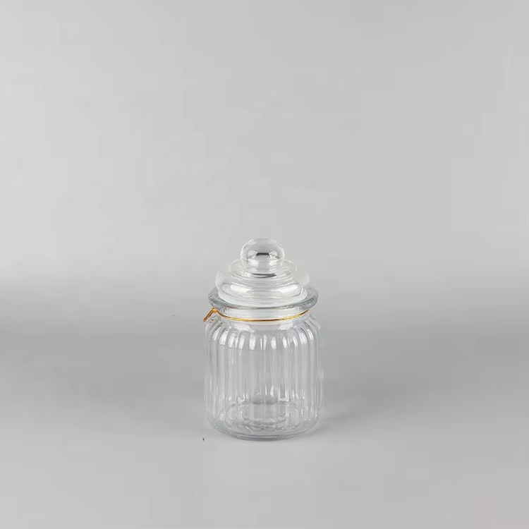 China Factory Price Sealed Glass Lid Clear Round Glass Container for Food Storage