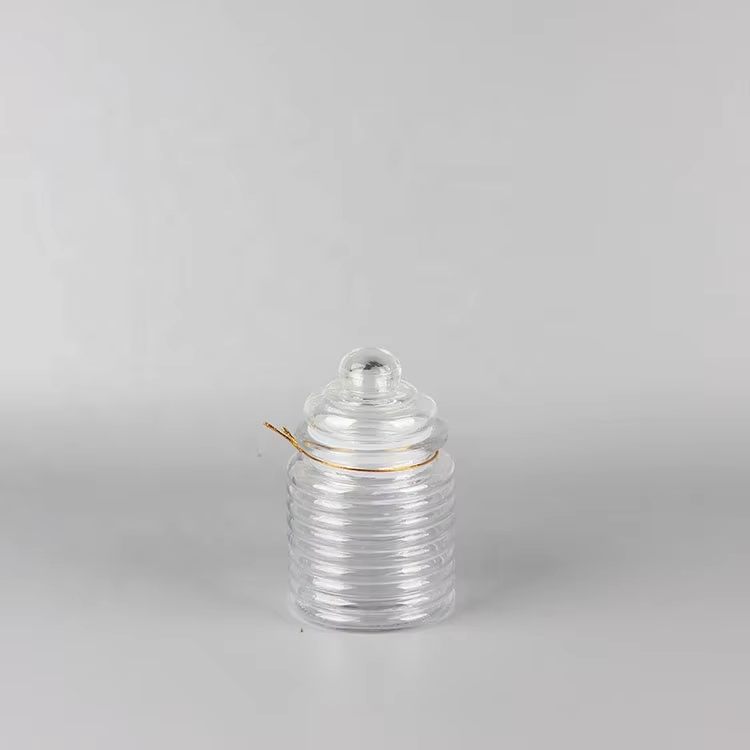 China Factory Price Sealed Glass Lid Clear Round Glass Container for Food Storage