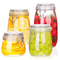 Hot Sale Waste High Borosilicate Glass Airtight Suction Lid Glass Jar for 300ml