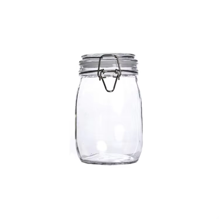 Hot Sale Waste High Borosilicate GlassWide Mouth Mason Jars With Hinged Lids For Kitchen