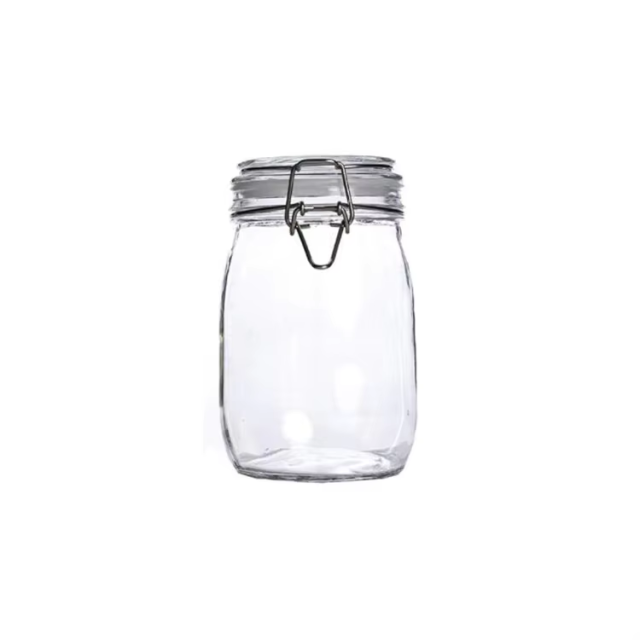 Hot Sale Waste High Borosilicate GlassWide Mouth Mason Jars With Hinged Lids For Kitchen