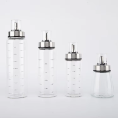 Top selling high quality different sizes 200ml 300ml 500ml free sample borosilicate glass oil pot bottle