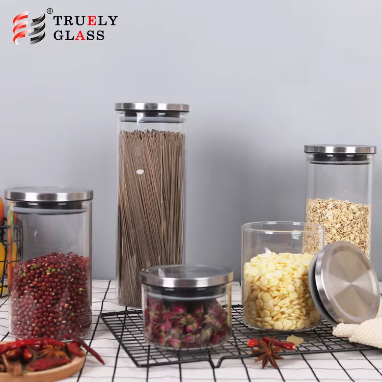 Factory direct selling salt shaker glass jar and pepper grinder set with stand manufacturer