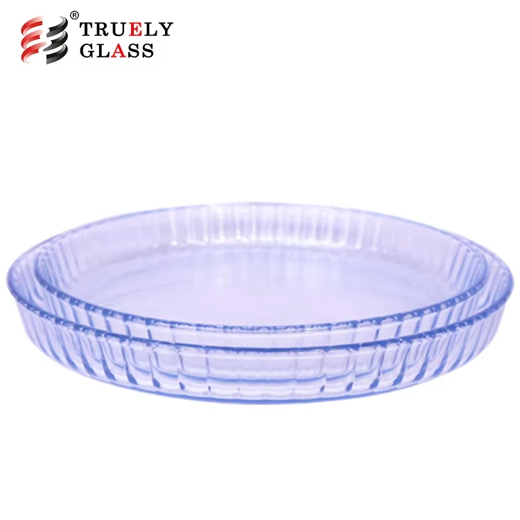 High quality borosilicate glass pizza pan baking tray with round deep non stick