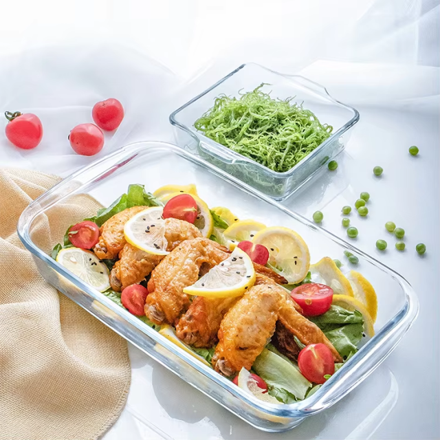 Custom food grade high borosilicate glass bread baking square tray