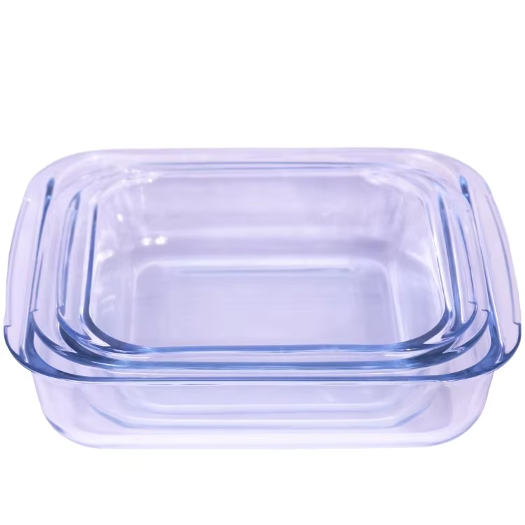 Housewares High Borosilicate Glass Cake Round Oven Pizza Baking Tray Set