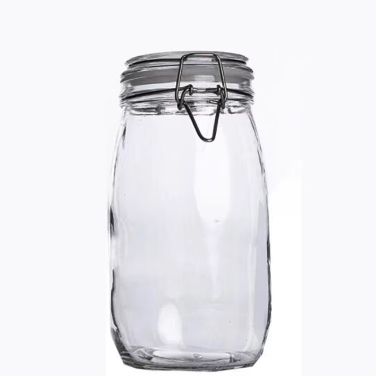Hot Sale Waste High Borosilicate GlassWide Mouth Mason Jars With Hinged Lids For Kitchen