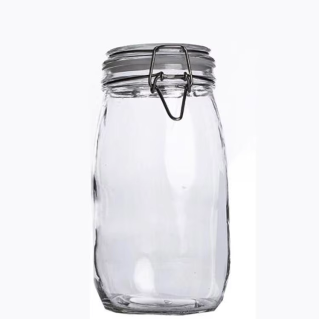 Hot Sale Waste High Borosilicate GlassWide Mouth Mason Jars With Hinged Lids For Kitchen