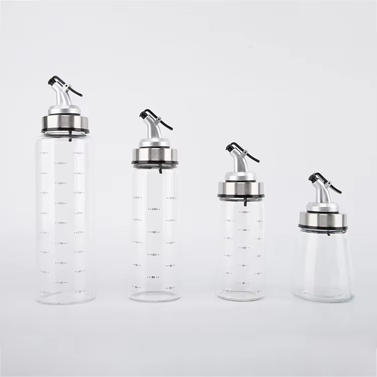 Hot selling 300ml high quality borosilicate glass oil pot bottle lead free 500ml Oil&Vinegar Dispenser Set with graduated