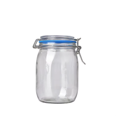 Wholesales Factory 200ml 350ml Price Glass Storage Jar Bottle With Metal Clip In Kitchen