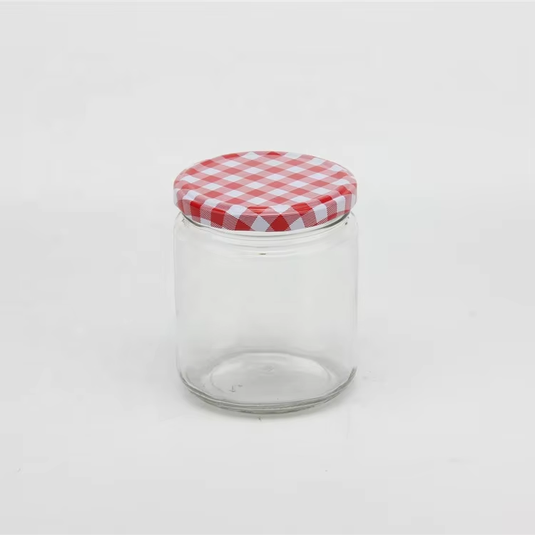 Different Size Hot Selling 500ml Clear Glass Storage Jars for Food Caviar with Screw Metal Lid
