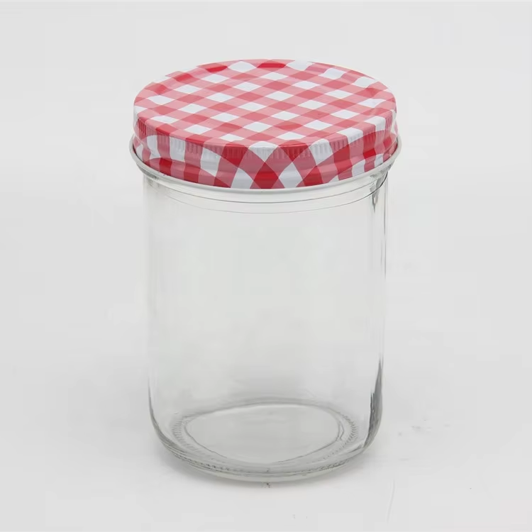 Different Size Hot Selling 500ml Clear Glass Storage Jars for Food Caviar with Screw Metal Lid