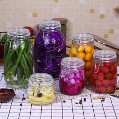 Wholesales Factory Price Flip Top Lid glass jar storage Bottle With Metal Clip