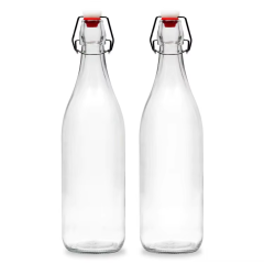 Top Quality Kitchen Use 1000ml Swing Top Transparent Sealed Glass Storage Beverage Bottles