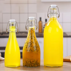 1000ml High Capacity Swing Top Clear Sealed Glass Storage Bottles for Beverage Drinks