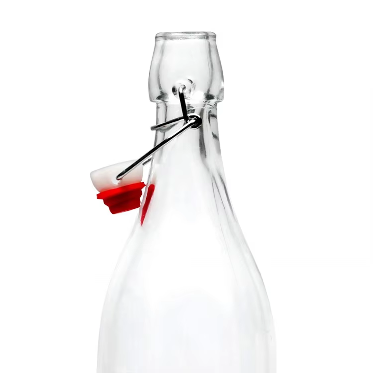 High Quality High Capacity 1100ml Round Shape Clear Sealed Glass Bottles with Swing Top