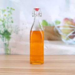 1000ml 500ml 250ml Square Shape Swing Top Clear Sealed Glass Storage Bottles for Drinks