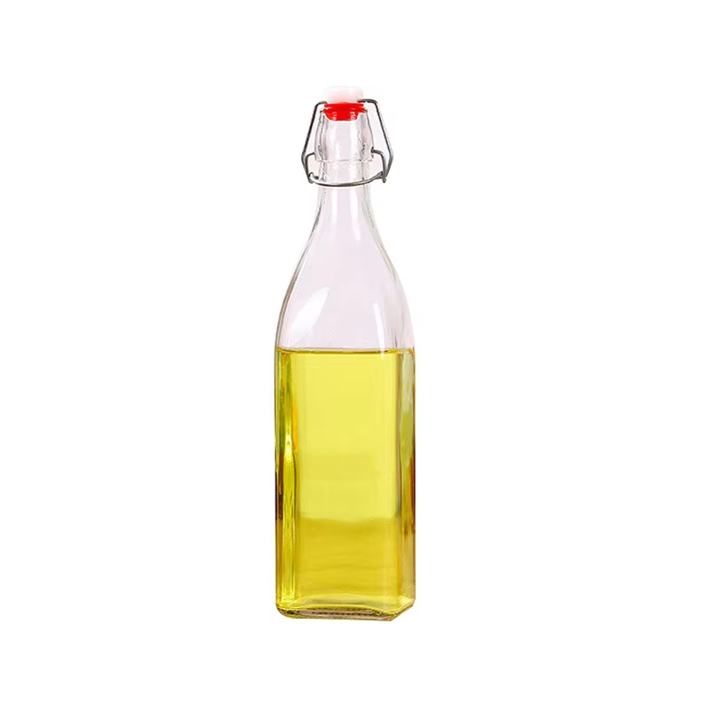 Hot sale custom clear beer bottle with opener and swing top