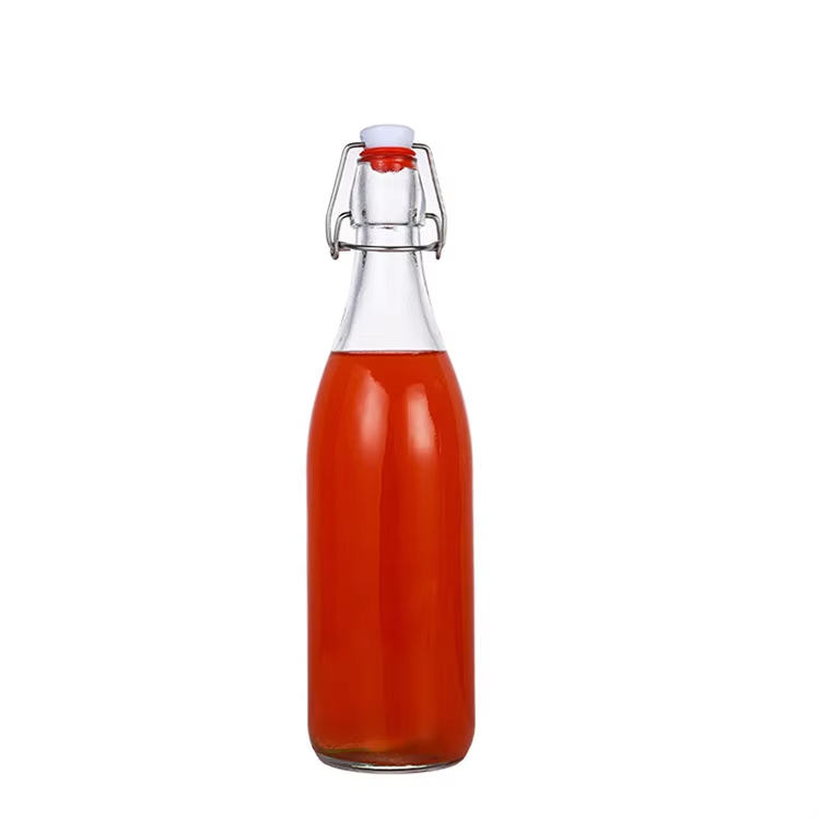 Wholesale 330ml 750ml beverage beer glass swing bottle with lid