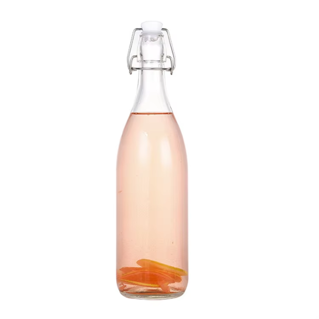 Wholesale 330ml 750ml beverage beer glass swing bottle with lid