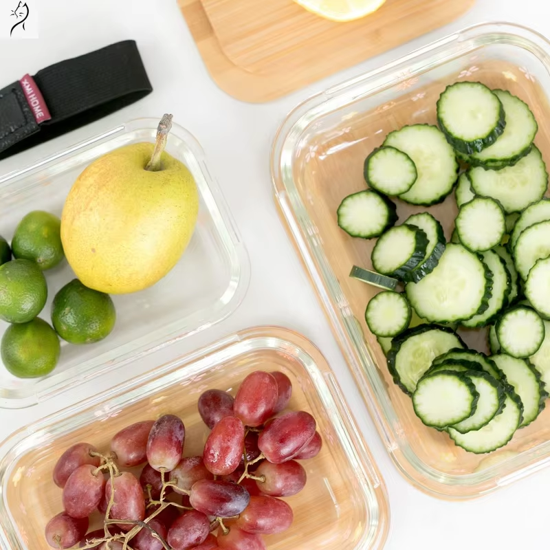 Eco friendly glass jars and food storage containers with bamboo lids