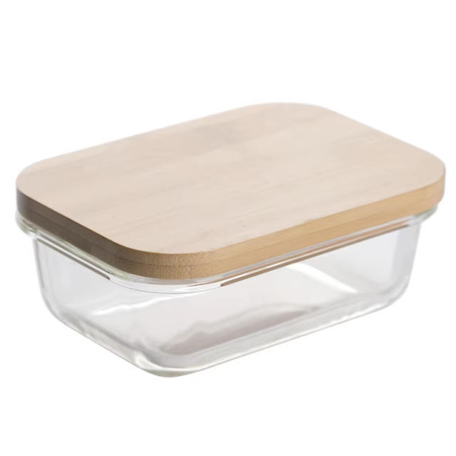 Eco friendly glass jars and food storage containers with bamboo lids