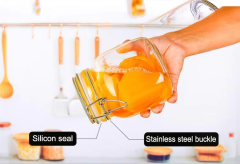 Hot sale food grade pickle food storage flip lid jar with glass