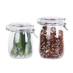Hot sale food grade pickle food storage flip lid jar with glass