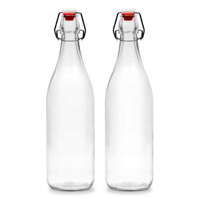 Empty easy open swing top glass beer milk bottle with 500 750ml 1L
