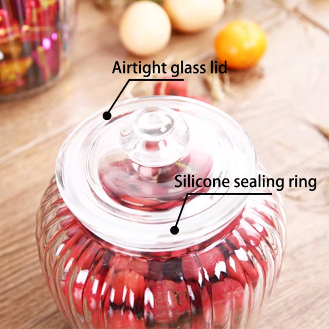 Cheap 800ml 1000ml 1500ml 2000ml storage glass wide mouth jars with airtight lid