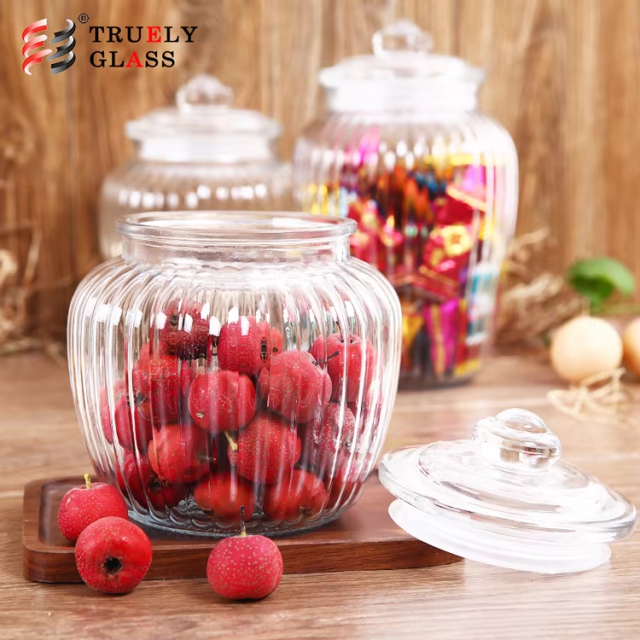 Cheap 800ml 1000ml 1500ml 2000ml storage glass wide mouth jars with airtight lid