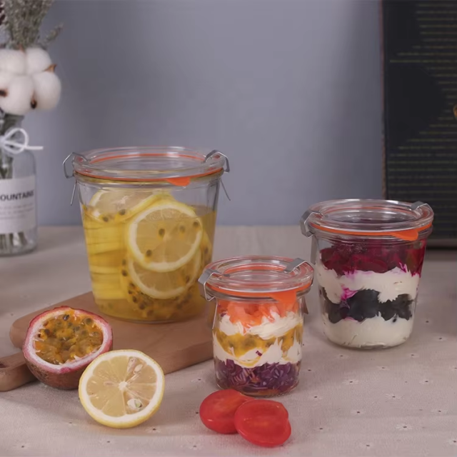 Wholesale 120ml 200ml 250ml 300ml 500ml home airtight glass jars for jam with lid