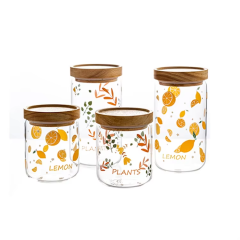 Wholesale small borosilicate glass storage jars and bottles with bamboo wooden lid